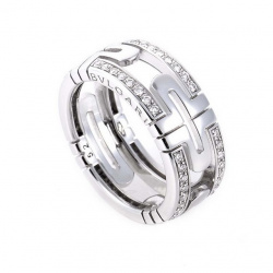 Bvlgari кольцо Parentesi Diamond Pave White Gold Band  LU6824435451