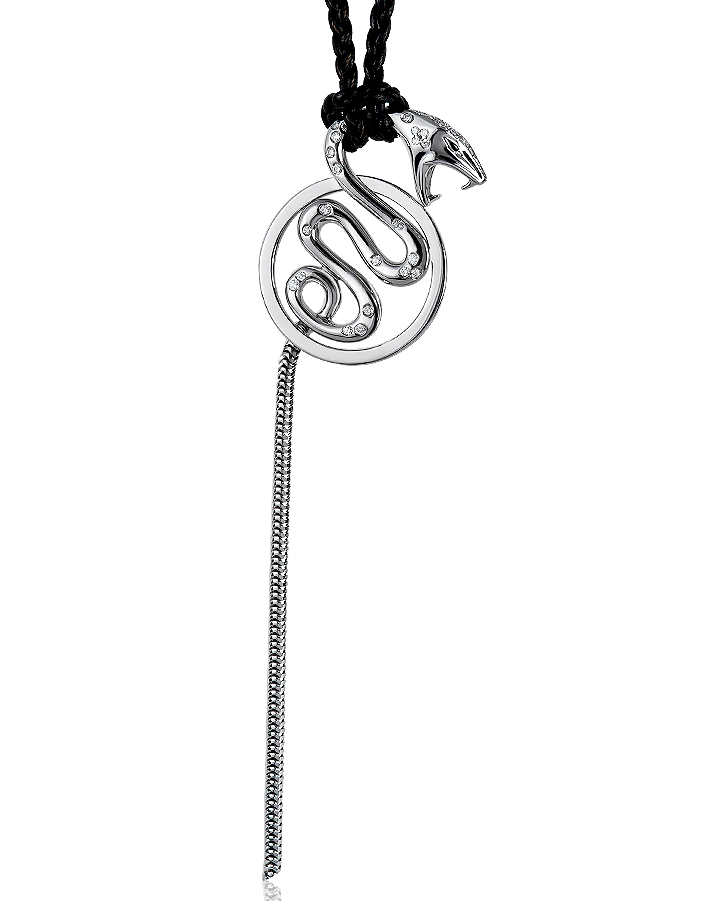 Boucheron 18 Karat Boucheron Diamond Snake Pendant White Gold 