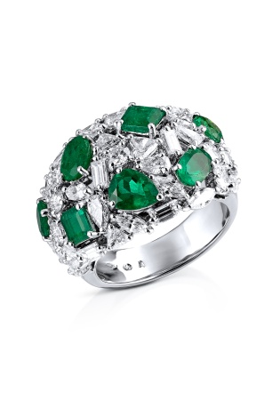 Ralfdiamonds Emerald and Diamonds White Gold Ring